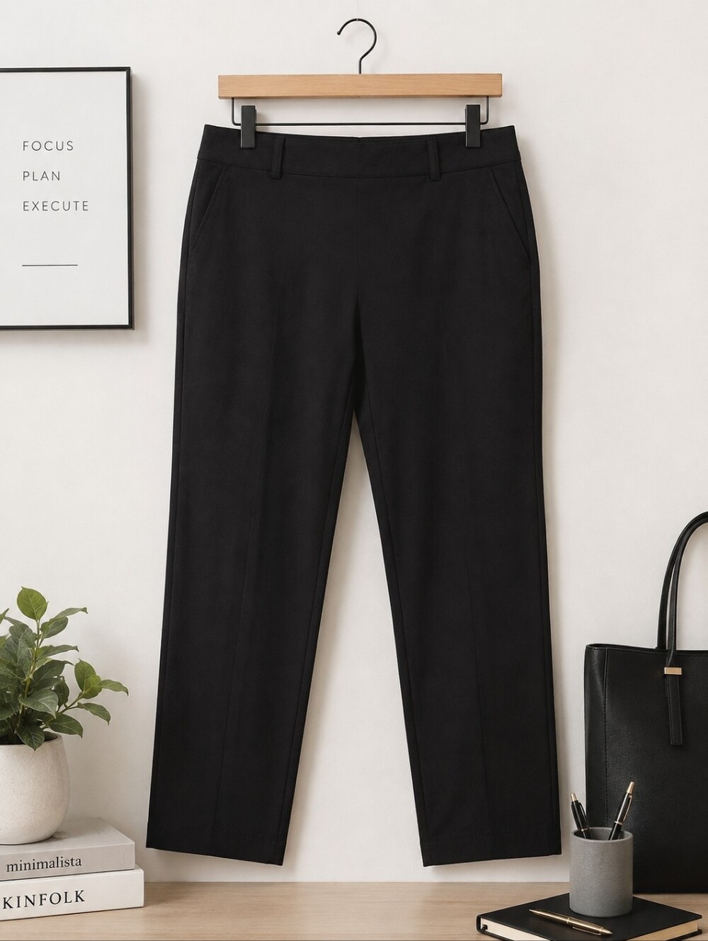 Reitmans NEW Plus Size 20 TALL: Tailored Black Straight-Leg Ankle Length Trouser